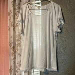 White Women's Top with Fringe Details
